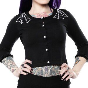 Sourpuss Webbed Womens Cropped Cardigan XL